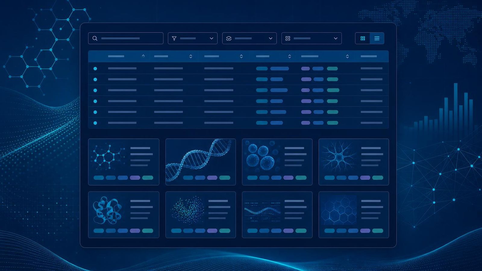 Tabular records sorted by industry focus column with category headers