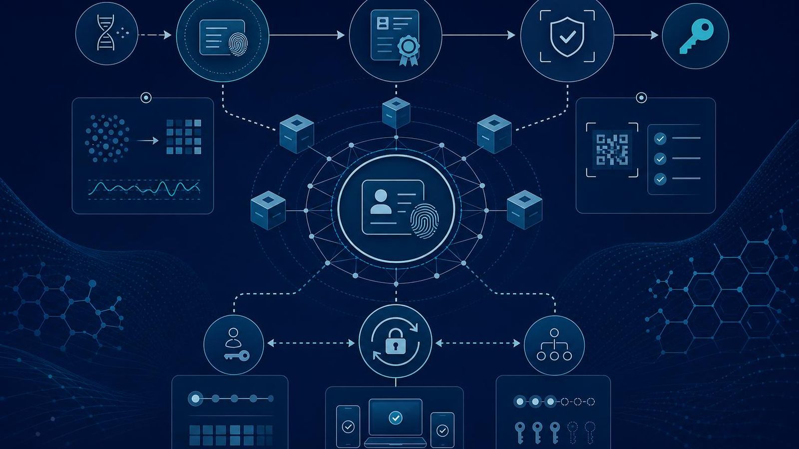 Patient identity credential flow with issuance, verification, and recovery paths